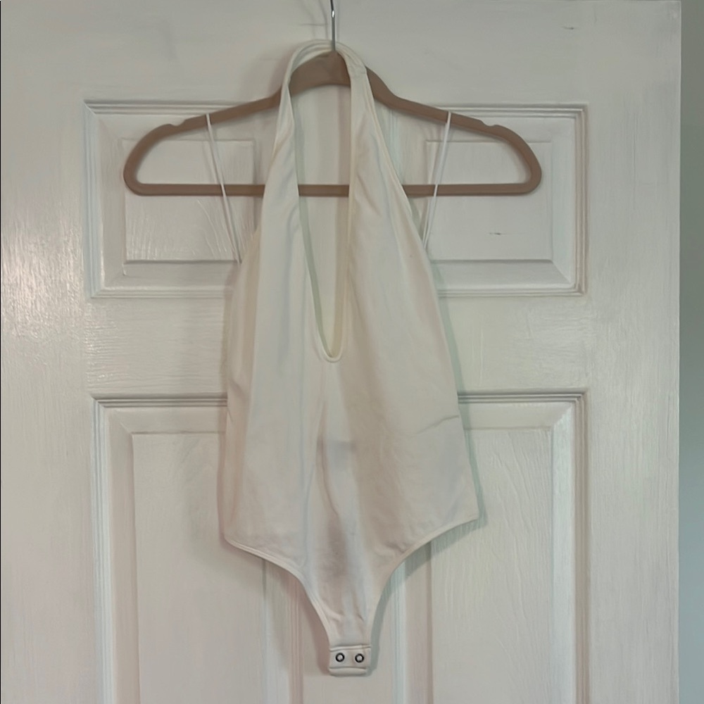 White Halter Bodysuit